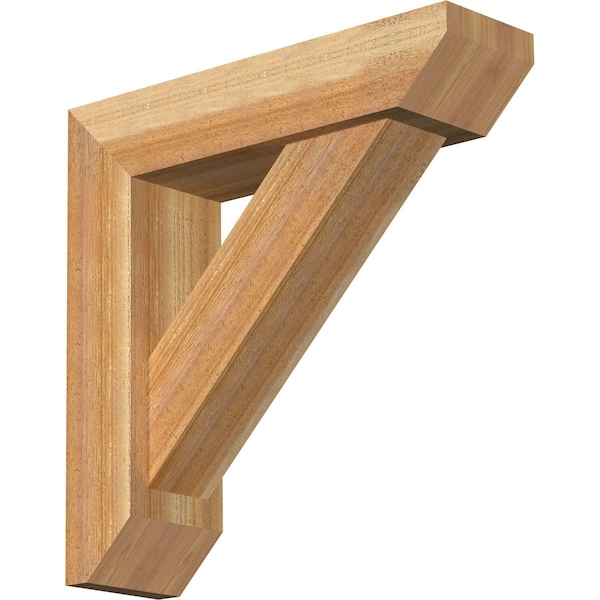 Ekena Millwork Traditional Slat Rough Sawn Bracket w/ Offset Brace, Western Red Cedar, 6"W x 22"D x 22"H BKT0604X22X22TRA06RWR - main